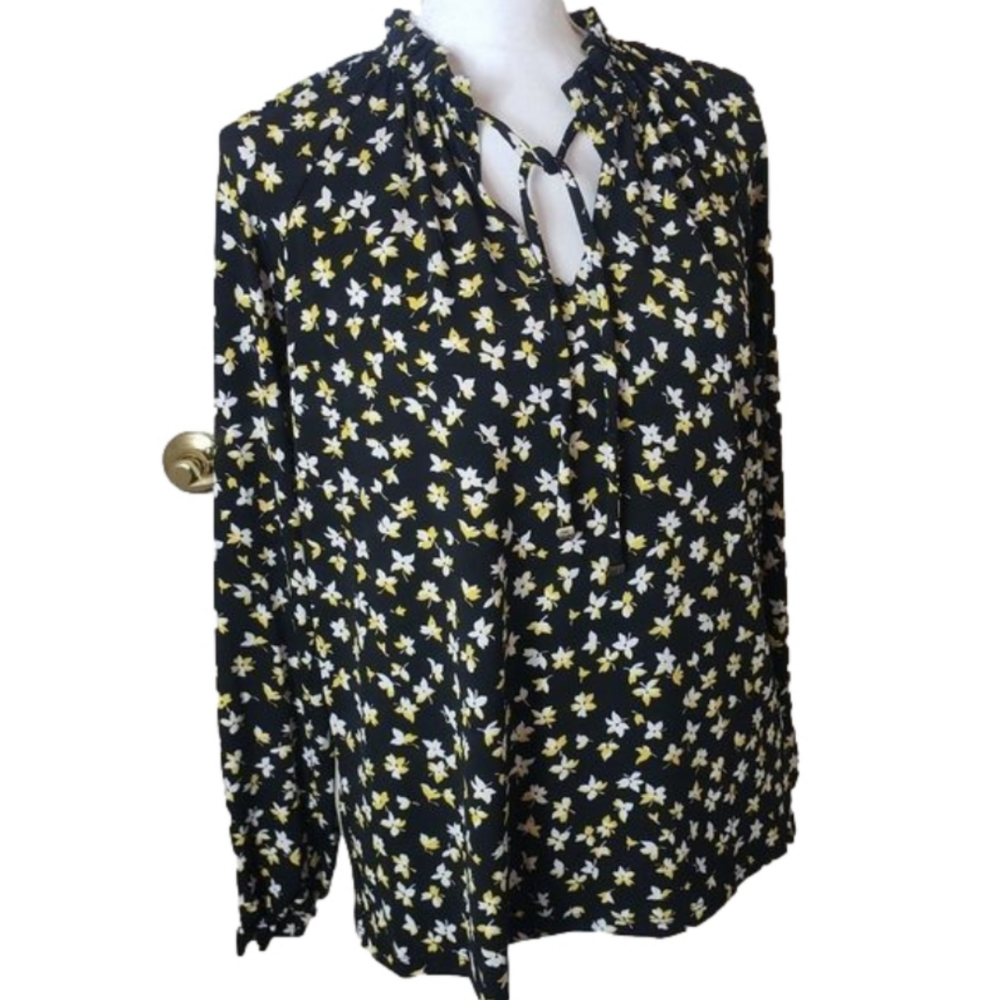 MK black floral blouse